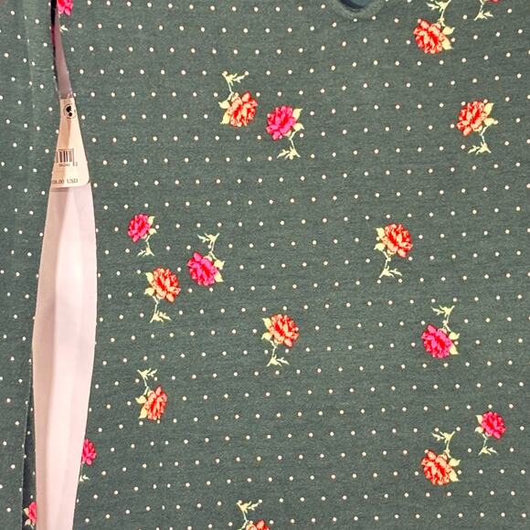 NWT Free People “Celia” Mini Dress green Dot & Floral Print,Bell Sleeves, XS - Picture 4 of 6